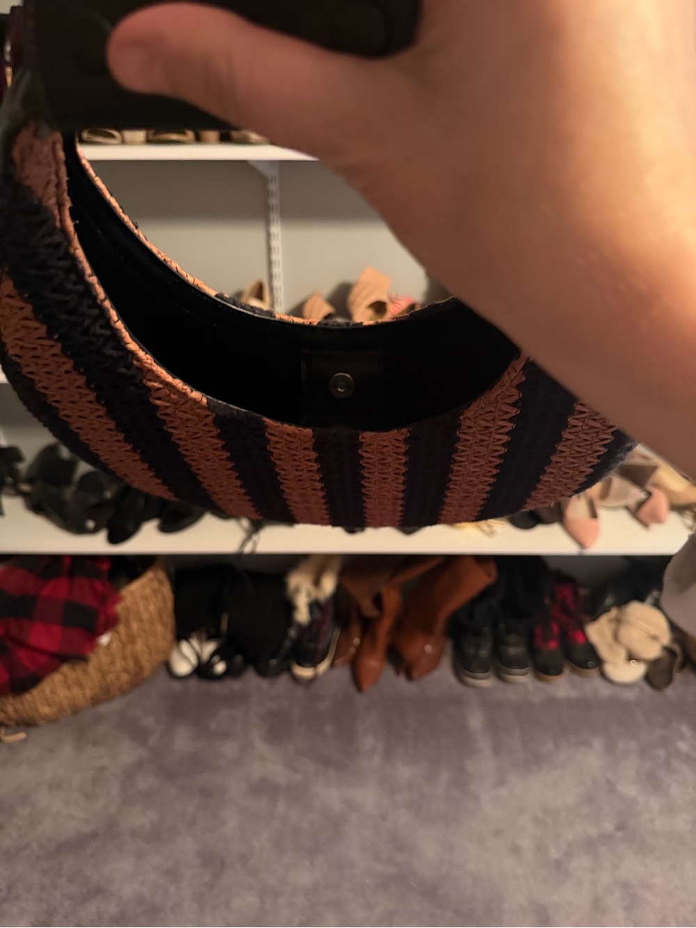 Staud moon raffia - Woven Straw-Style Black and Brown Stripe Dress Hobo Bag - Picture 4 of 5